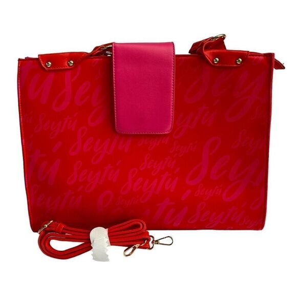NWOT Seytu Hot Pink With Gold Hardware Large Tote or Shoulder Bag Purse - Picture 1 of 15